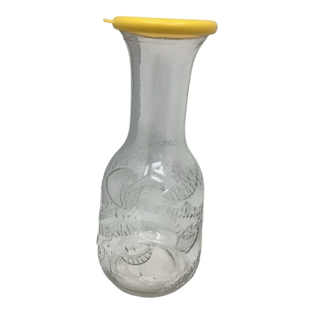 Lemonade Embossed Clear Glass Pitcher Carafe 9-3/4